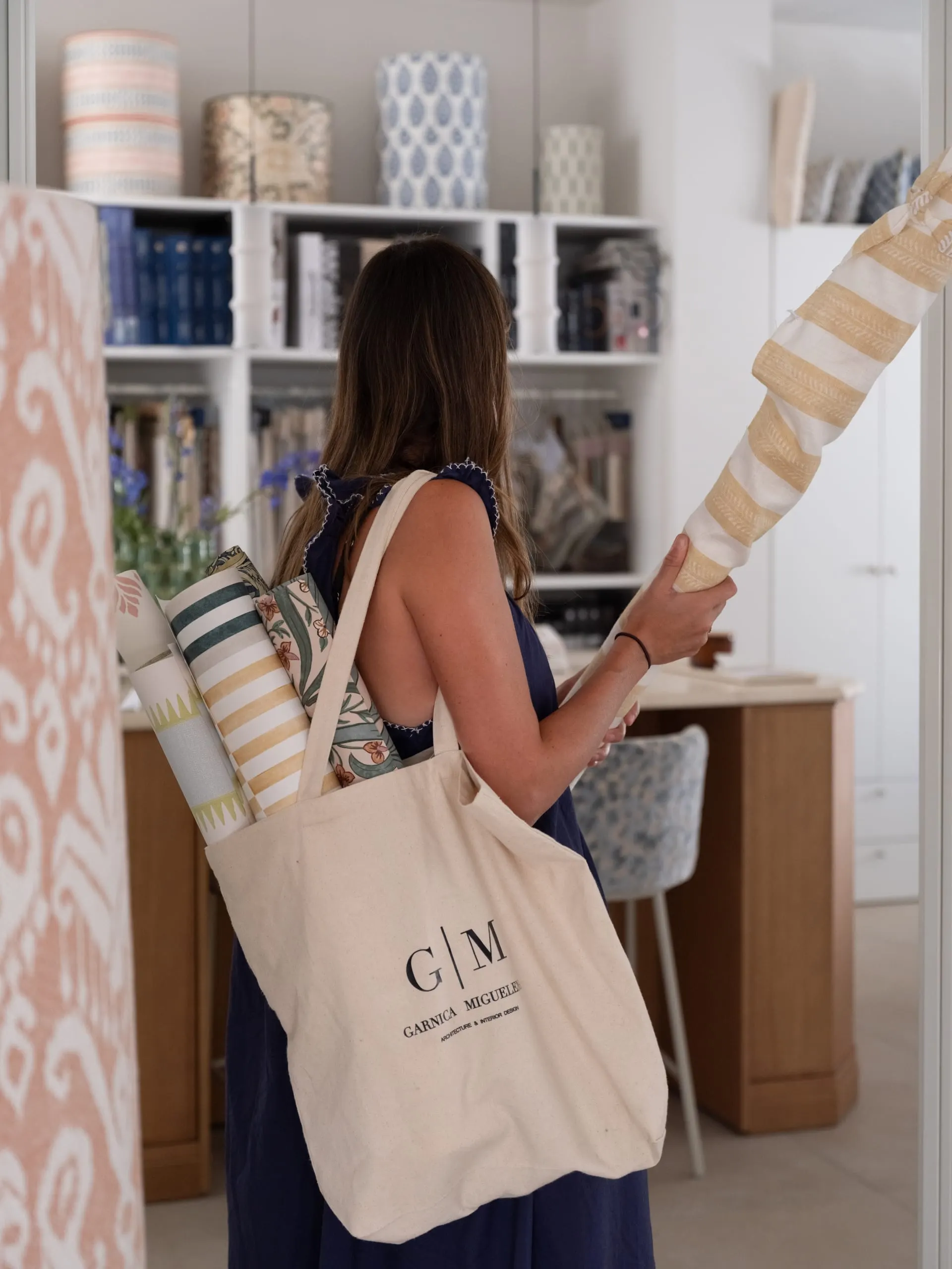 Fabric samples at the Garnica Miguelena studio