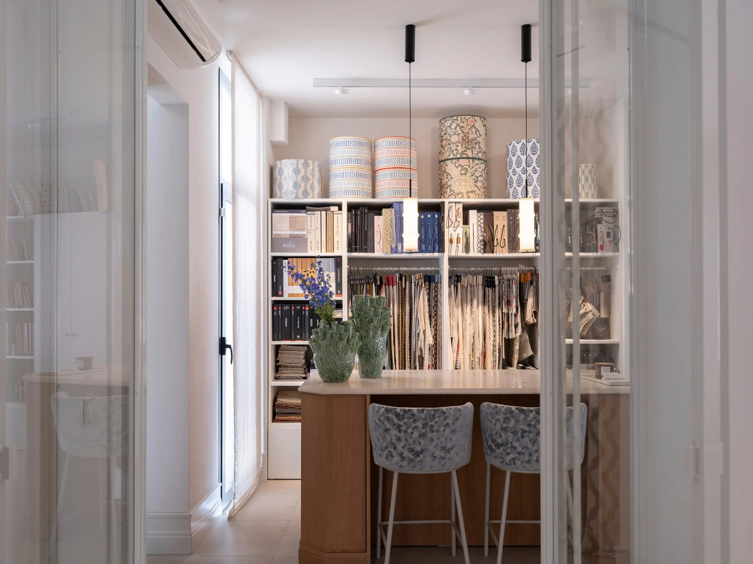 The materials library at the Garnica Miguelena studio in Marbella